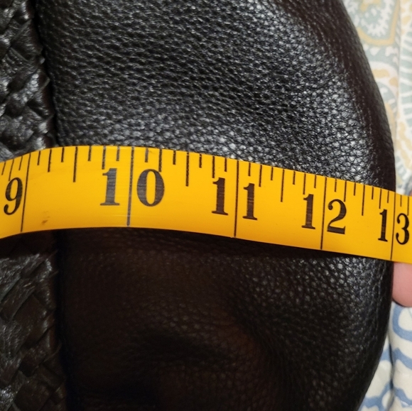 Elliott Lucca Black Woven Leather Slouchy Shoulder Handbag - Picture 6 of 11